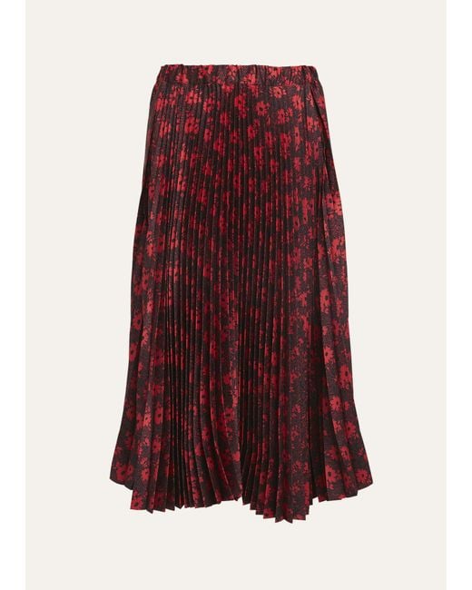 Plan C Red Ink Jet Print Pleated Skirt