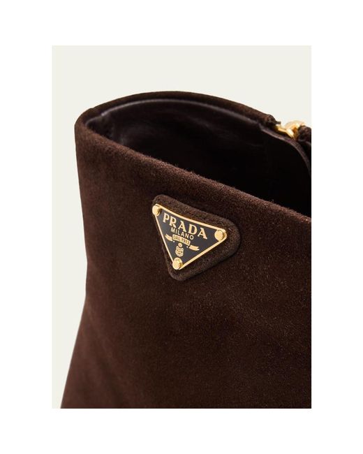Prada Brown Suede Ankle Booties