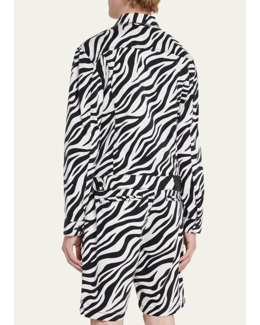 Monfrere White Zebra-print Denim Jacket for men