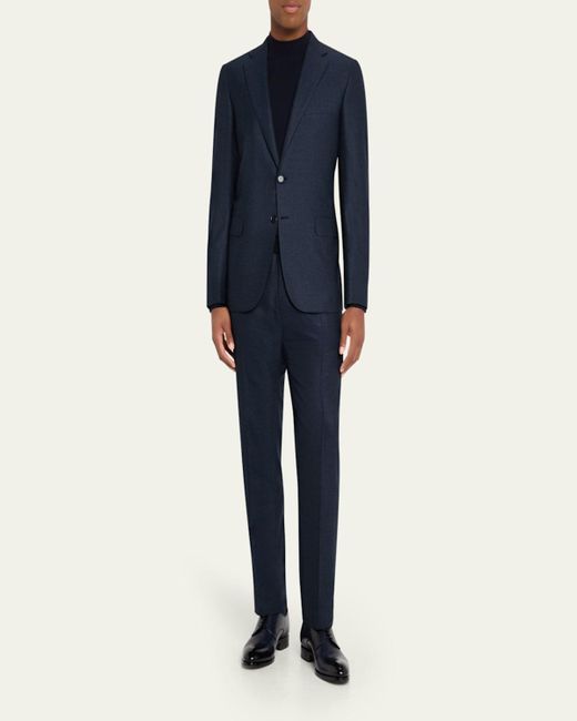 Brioni Blue Herringbone Wool Classic Fit Two-Piece Suit for men