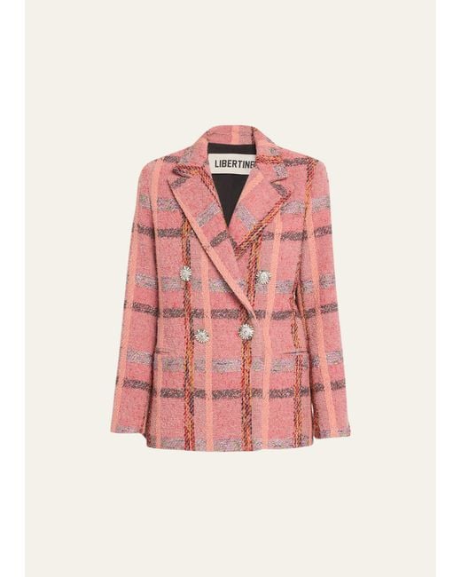 Libertine Pink Boucle Double-breasted Blazer Jacket
