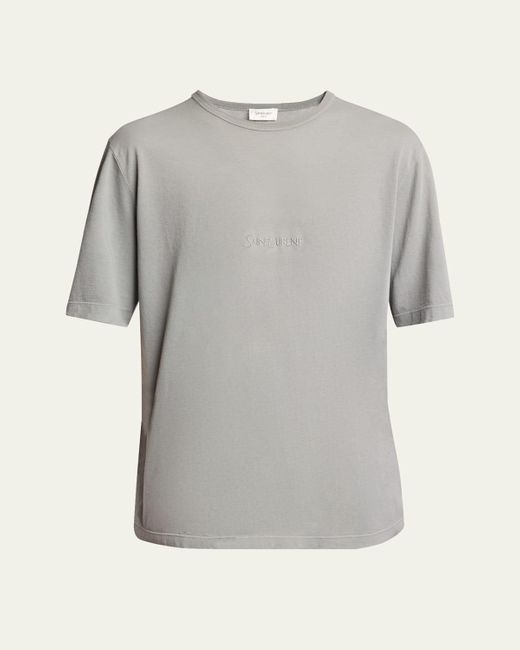 Saint Laurent Gray Basic Logo T-Shirt for men