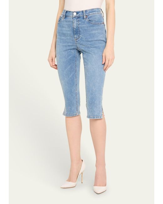 Alice + Olivia Blue Emmie High-rise Clam Digger Jeans