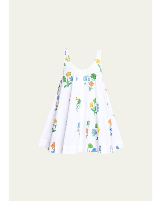 Loewe White Floral Print Baby Doll Mini Dress