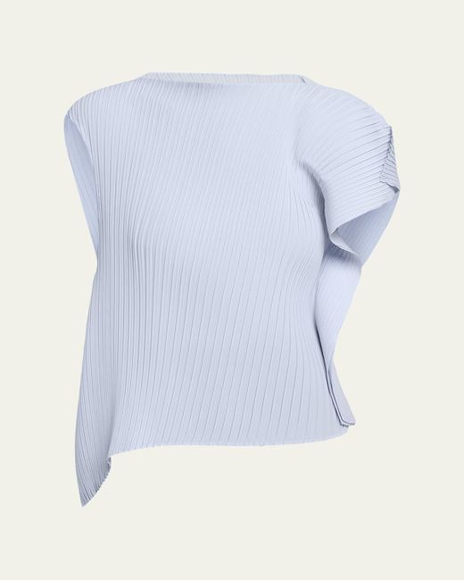 Issey Miyake Blue Shadow Study Pleats Solid Top