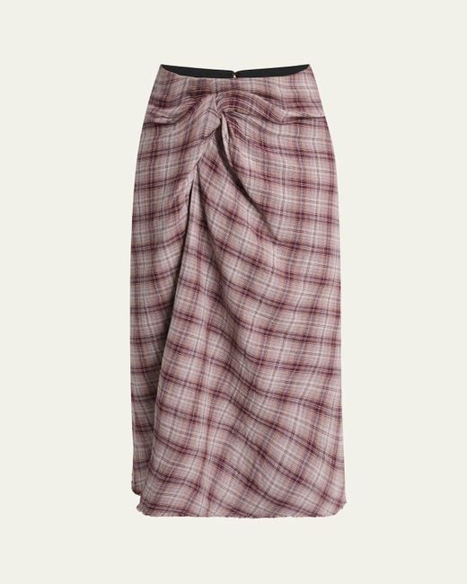 Isabel Marant Pink Nicole Plaid Midi Skirt