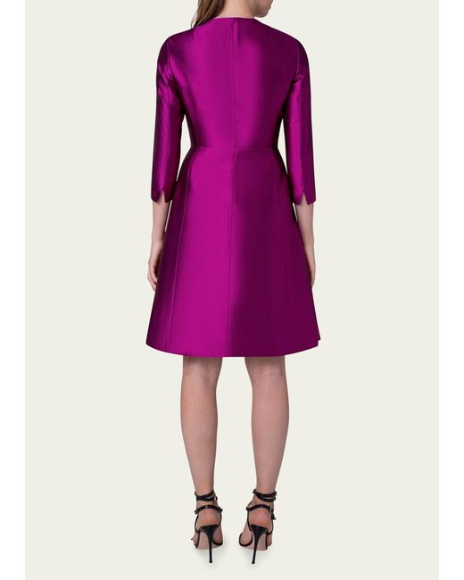 Akris Purple Silk Knee Length Coat Dress