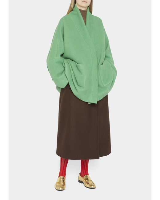 The Row Stowe Shawl-collar Alpaca Jacket in Green | Lyst