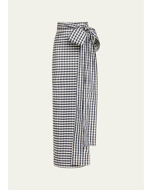 BERNADETTE White Bernard Gingham Long Bow Skirt