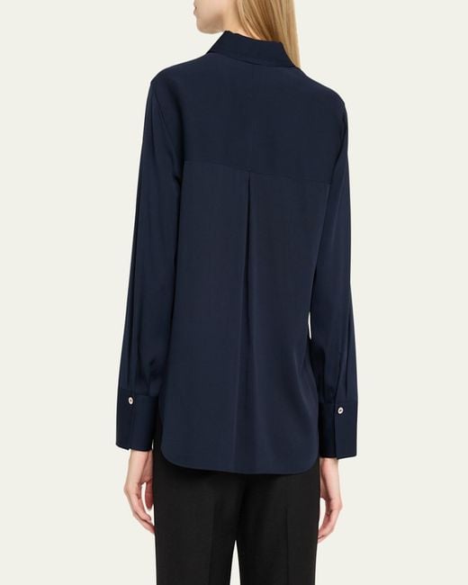 Vince Blue Classic Button-Front Blouse