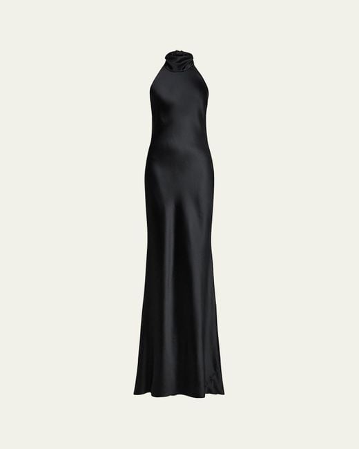 Ralph Lauren Black Chilton Stretch Satin Gown