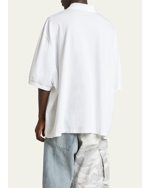 Balenciaga White Oversized Polo Shirt for men