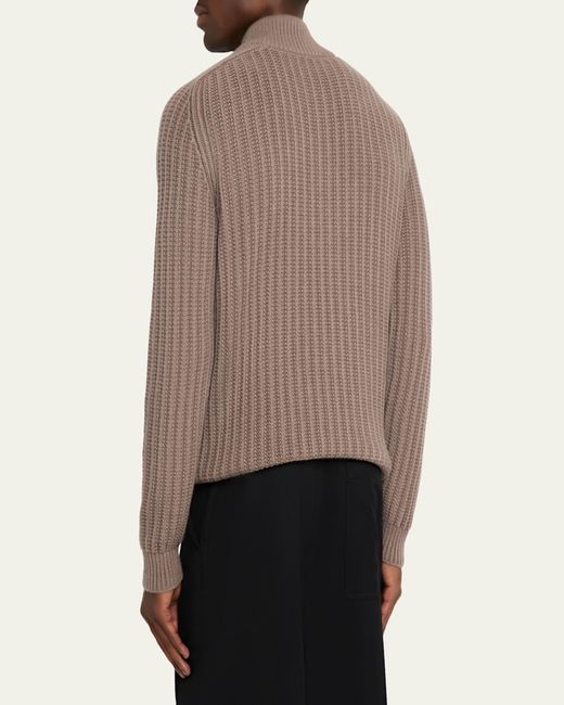 Iris Von Arnim Brown Eugene Half-Zip Cashmere Pullover for men