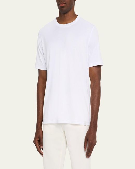 Brioni White Sea Island Cotton Crewneck T-Shirt for men