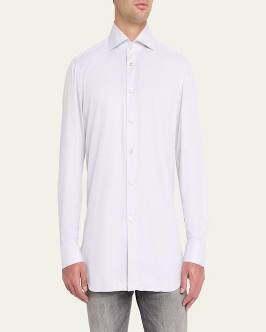 Kiton White Cotton Point-Collar Dress Shirt for men