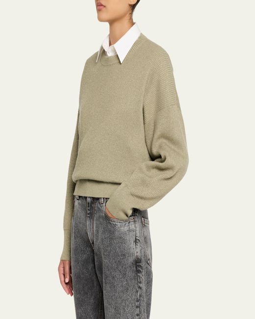 Brunello Cucinelli Natural Sparkling Cashmere Winter Vanise Crewneck Sweater
