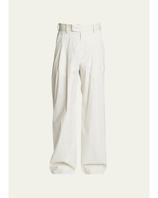 Amiri White Shimmer Stripe Pleated Baggy Pants for men