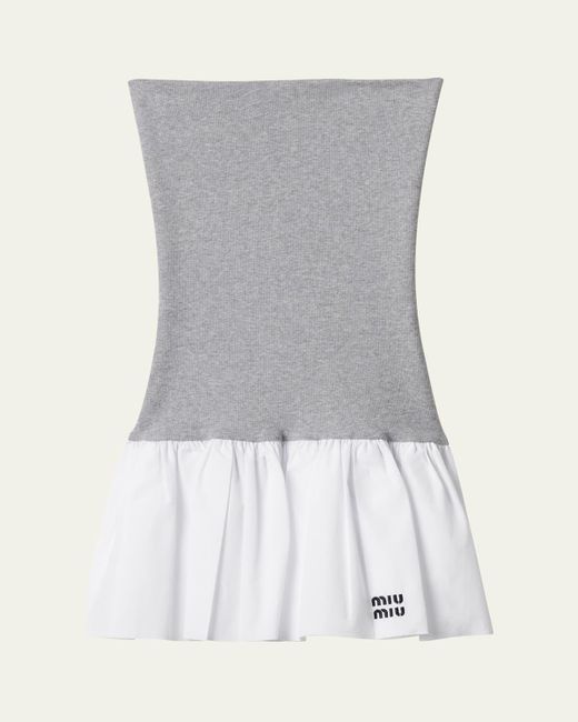 Miu Miu Gray Jersey Popeline Mini Skirt