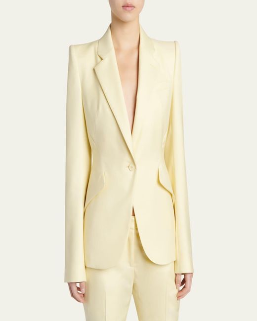 McQueen Natural Single-Breasted Crepe Slim Jacket