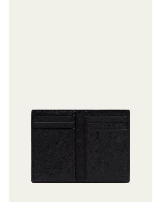 Prada Black Saffiano Slim Card Holder Wallet for men