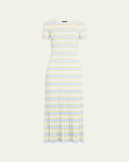 Rag & Bone White Eloise Stripe Short-Sleeve Maxi Dress