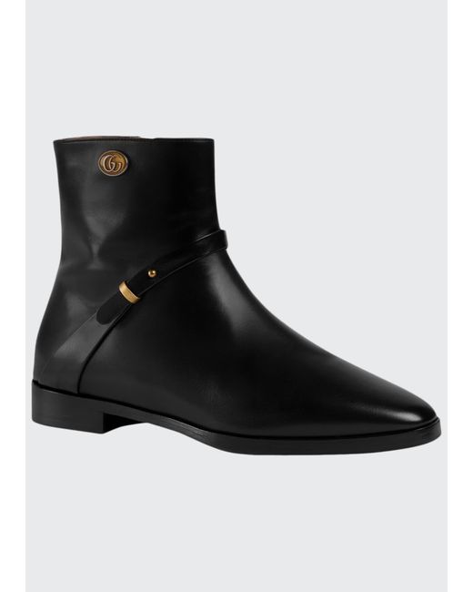 gucci leather boot with double g