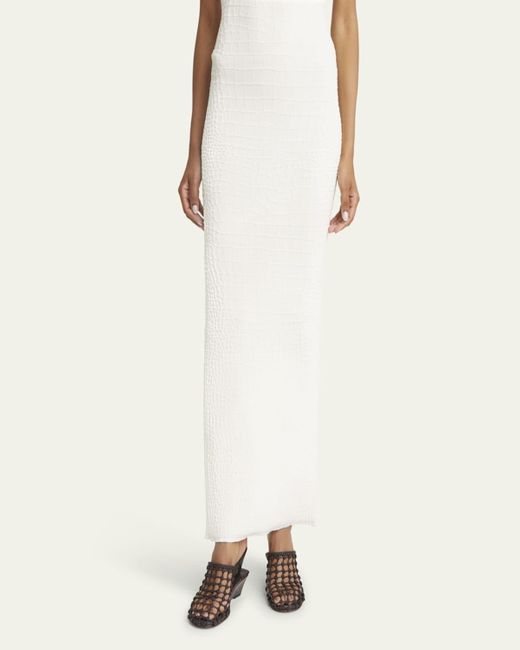 Jacquemus White Les Doubles Tresses Croc-Embossed Wedge Mules