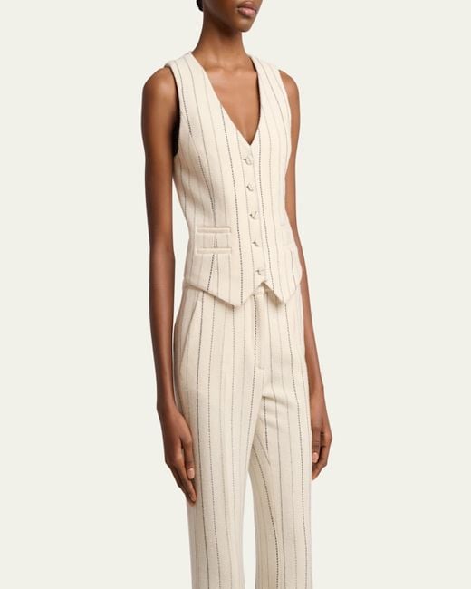 Gabriela Hearst Natural Coleridge Wool Cashmere Pinstripe Vest