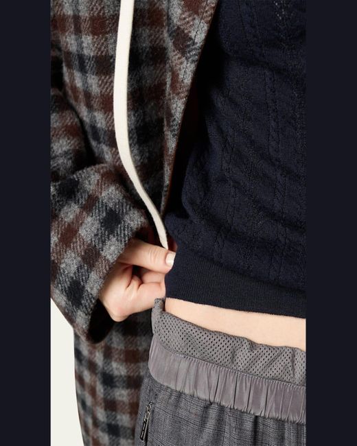 Miu Miu Blue Cashmere Pointelle Cable-Knit Cardigan