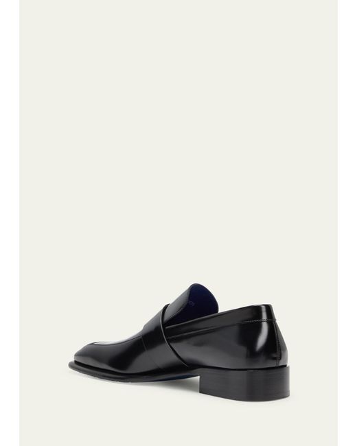 Burberry Black Leather Shield Loafers for men