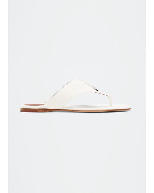 Loro Piana Summer Charm Leather Thong Sandals in White | Lyst