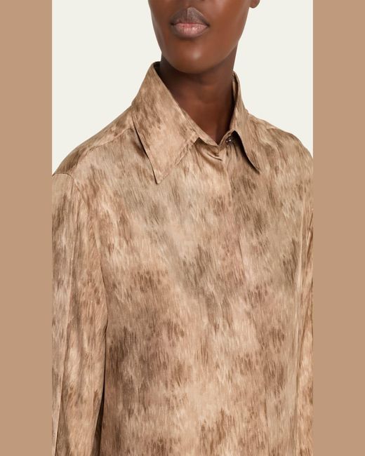 Kiton Natural Silk Long-Sleeve Shirt