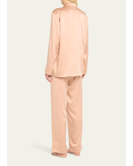 Olivia Von Halle Natural Yves Beaded Silk Pajama Set