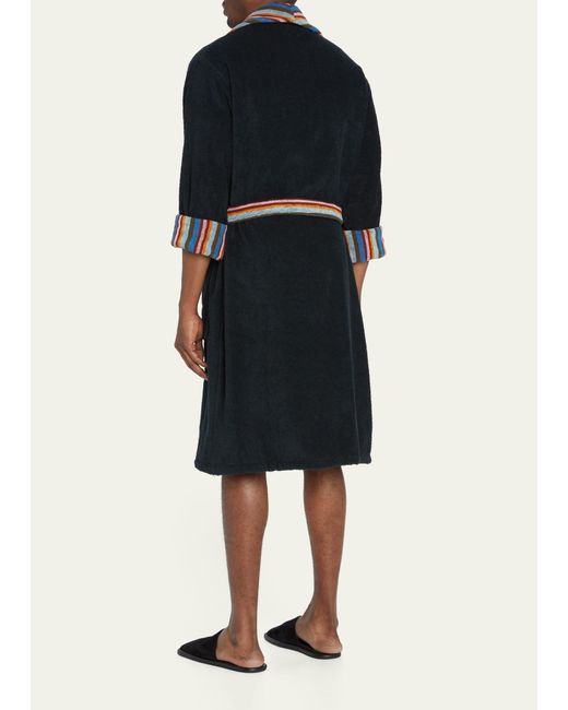 Paul Smith Blue Artist Stripe Towelling Dressing Gown Robe for men