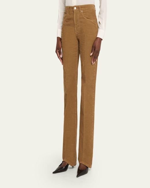 Saint Laurent Natural Corduroy Bootcut-Leg Pants