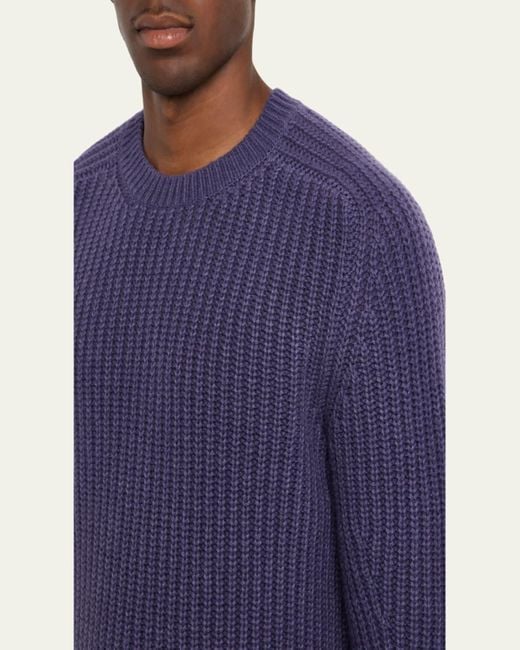 Iris Von Arnim Blue Arlington Stonewashed Cashmere Rib Crewneck Sweater for men