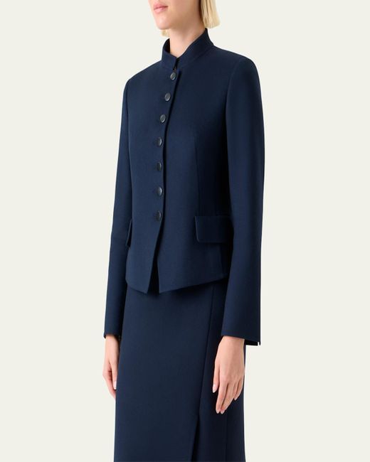 Akris Blue Deva Wool Flannel Double-Face Jacket