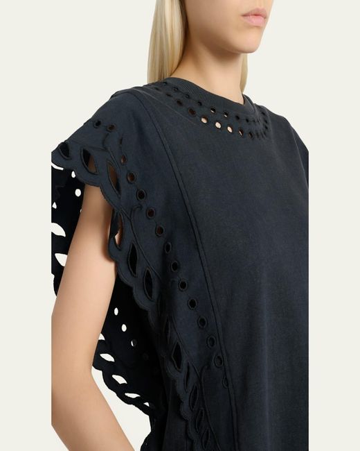 Isabel Marant Black Odyle Eyelet Embroidered Ruffle Blouse