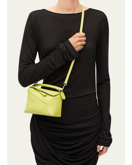 Loewe Yellow X Paula's Ibiza Puzzle Edge Mini Top-handle Bag In Leather