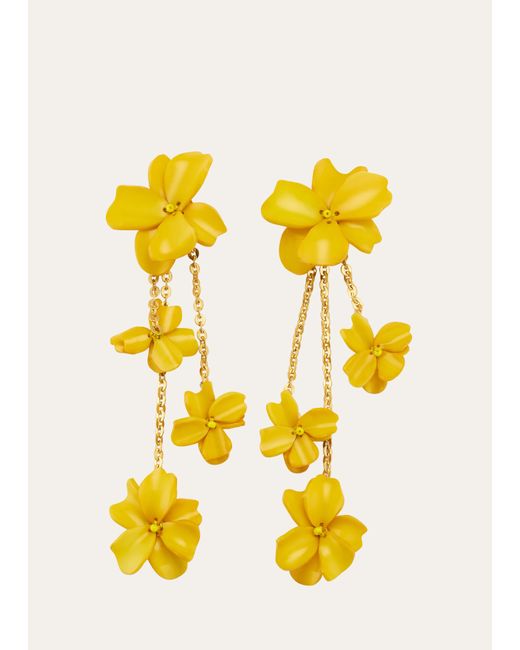 Oscar de la Renta Yellow Floral Chandelier Earrings