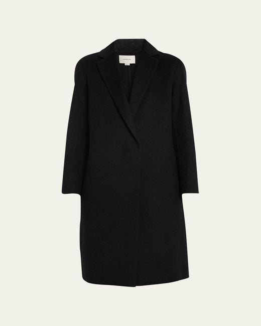 Vince Black Classic Straight Wool-Blend Coat