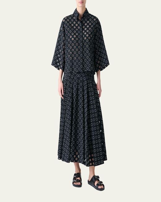 Akris Punto Blue Boxy Organza Polka Dot Blouse