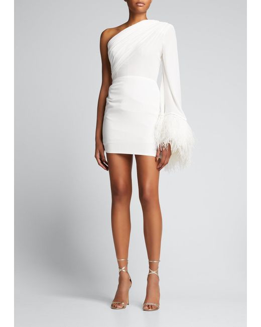 Bronx and Banco White Fire Blanc One-shoulder Mini Dress