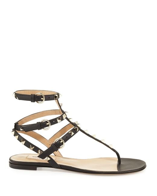 valentino garavani rockstud leather thong sandals