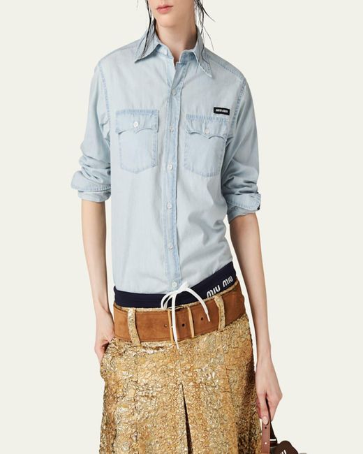 Miu Miu Blue Chambray Button Down Shirt