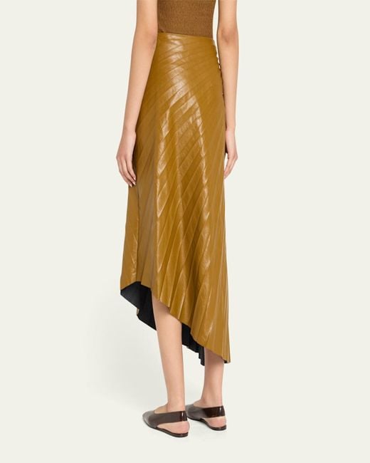 A.L.C. Natural Tracy Pleated High-Low Midi Skirt