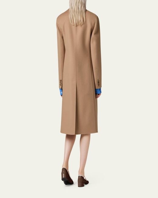 Miu Miu Natural Single-Breasted Cashmere Trench Coat