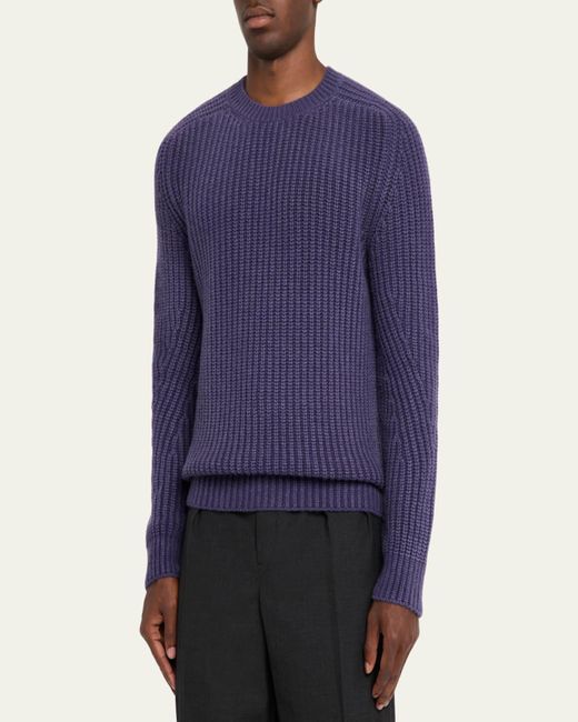 Iris Von Arnim Blue Arlington Stonewashed Cashmere Rib Crewneck Sweater for men