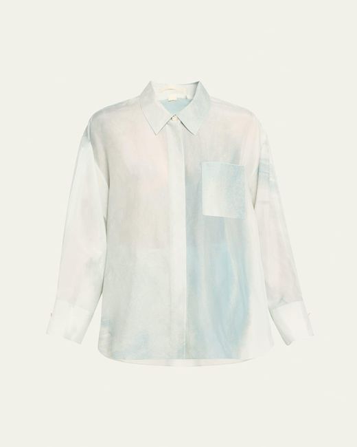 Jason Wu White Oversized Button-Up Silk Habotai Shirt