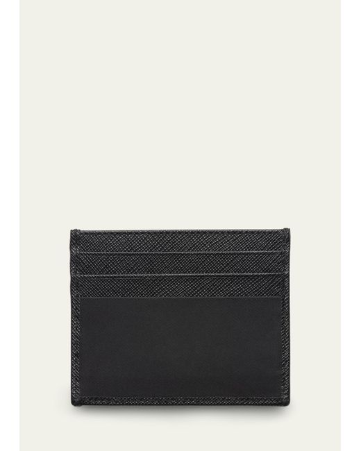 Prada Black Re-nylon And Saffiano Leather Card Holder for men